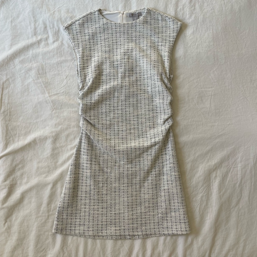 H&M Gray Tweed Classy Ruched Work Dress